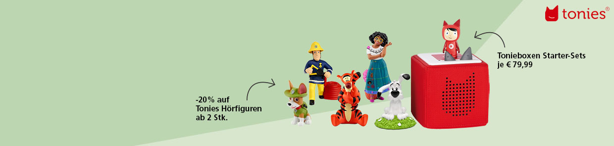 -20% auf Tonies Hörfiguren ab Stk. od. Tonieboxen Starter-Sets jetzt um € 79,99