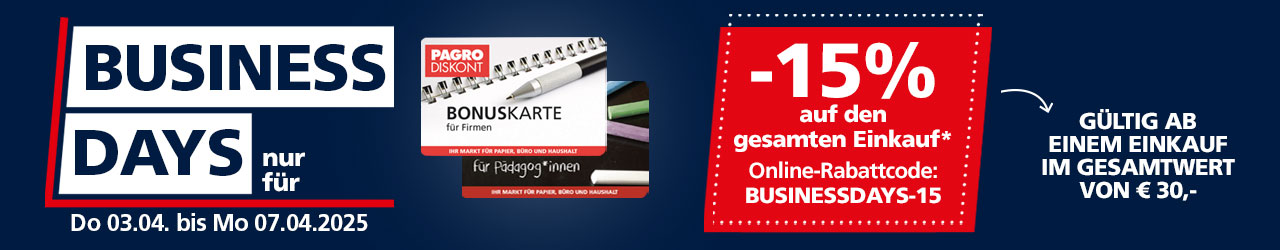 15% auf den gesamten Einkauf bei den Business Days
