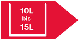 Auffangvolumen 10 bis 15 l