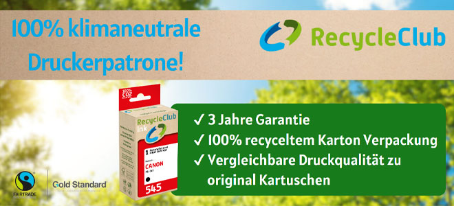 Die erste zirkuläre und kohlenstoffneutrale Tintenstrahlpatrone!